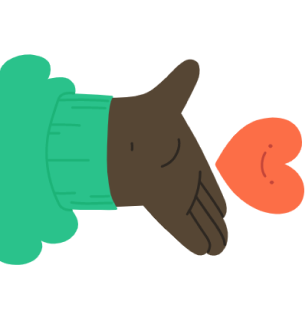 A hand offering up a smiling heart